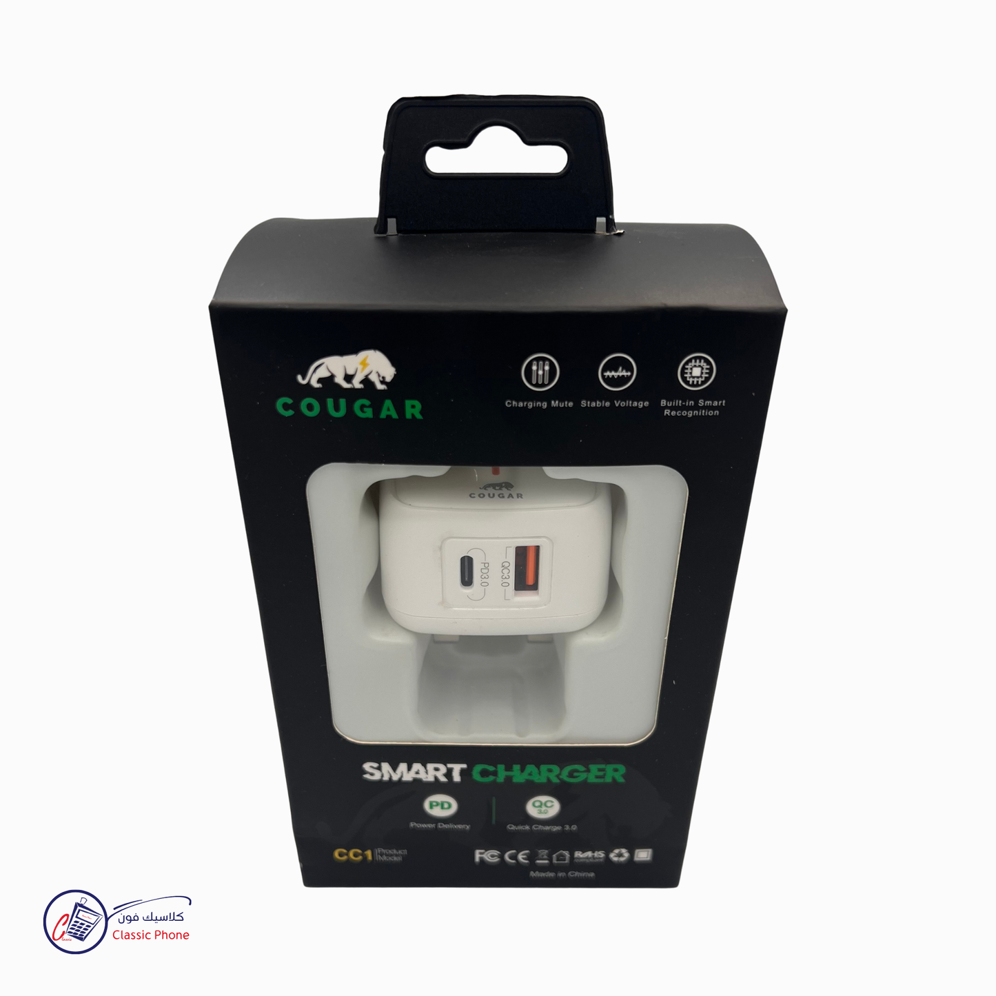شاحن Cougar CC1 الذكي بمنفذي USB-A و USB-C (بقوة PD تصل إلى 18 واط)
