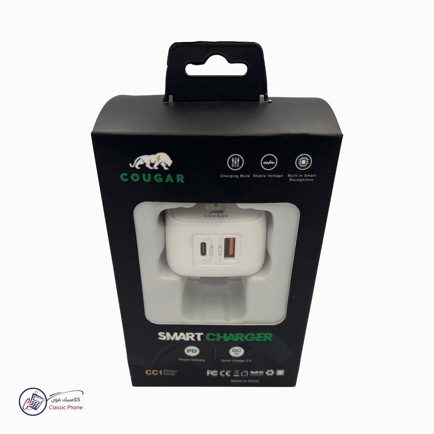 Cougar CC1 Smart Charger - USB - A + USB - C (PD 18W Max) - Classic Phone